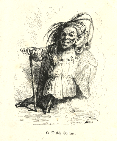 Le Diable Boiteux - Illustration de Tony Johannot - Frontispice de l'édition Bourdin de 1840