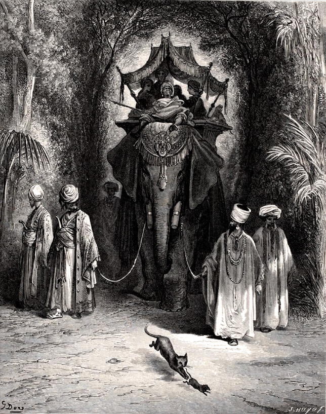 Le Rat et l'éléphant. Illustration de Gustave Doré.