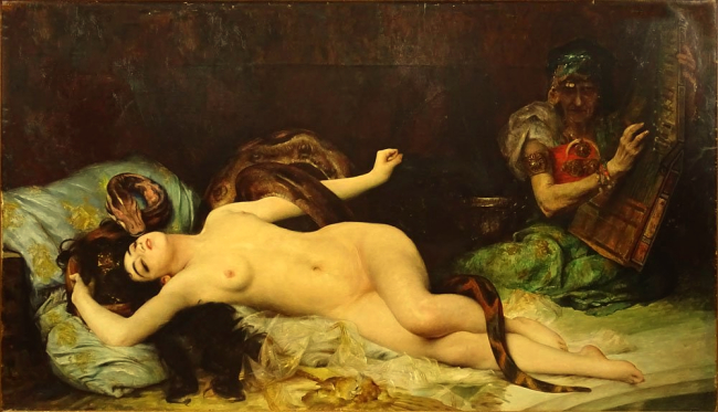 Reproduction d'un tableau du peintre italien Glauco Combo, inspiré par le chapitre X du roman de Flaubert intitulé Salammbo.