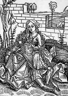 Reproduction de l'illustration, légendée Sleep and Love, de la page 92 de l'ouvrage intitulé : Wine, Women and Song.