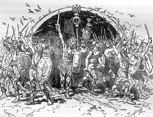 Gravure, de D. Vierge, p. 67 de : MICHELET, Jules. Histoire de France. Paris : A. Lacroix & Cie, 1880.