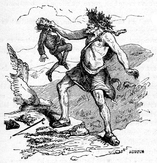 Reproduction d'une gravure tir&eacute;e d'une &eacute;dition de 1846 d'un ouvrage de Musaeus, traduit de l'allemand par A. Cerfberr de M&eacute;delsheim, et intitul&eacute; : Contes populaires de l'Allemagne. Il s'agit ici de l'une des vignettes illustrant les aventures de Rubezahl.
